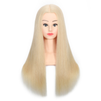 Tête d'entraînement en cheveux humains blond platine de 20 pouces de qualité supérieure avec pince de table, permable et décolorable, pour la pratique en salon (vente en gros)