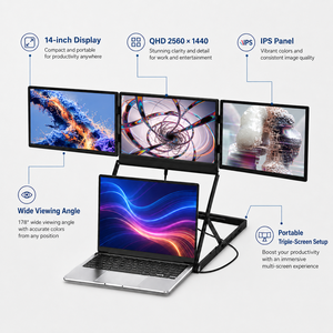 Extensor de pantalla para portátil OEM de 14 pulgadas QHD, monitor triple, multipantalla, extensor de pantalla triple, monitor para portátil, juegos. - Product Image 1