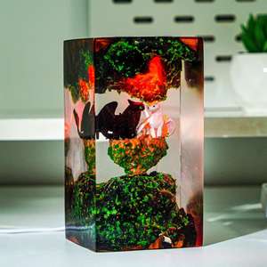 Adorno de Arte Luminoso de Resina y Madera con Temática de Furia Nocturna y Furia Ligera, Decoración de Escena de Dragón de Fantasía con Luz LED, Regalo Coleccionable - Product Image 5