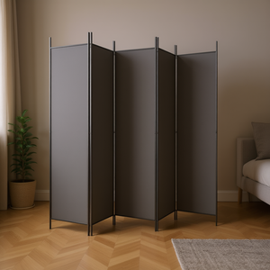 Anthracite 5 <b>Panel</b> Room Divider 98.4x86.6 Fabric <b>Screen</b> Foldable Minimalist Design - Product Image 2
