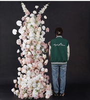 Latar Belakang Pernikahan Putih Pink S-A8796 Papan KT Mawar Baby Breath Delphinium