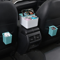 Boîte de rangement multifonctionnelle en plastique pour accoudoir de voiture, organiseur de siège, double porte-gobelets, boîte à mouchoirs, support de téléphone, intérieur de véhicule