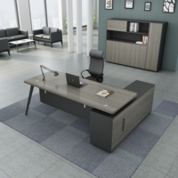 Ensemble de bureau de direction moderne en forme de L, couleur teck, modulaire, extensible, avec pieds en métal, mobilier commercial, pour usage informatique de PDG