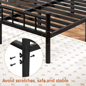 <span class=keywords><strong>Grand</strong></span> cadre de lit en métal avec tête de lit et pied de lit, base de matelas à plateforme en métal de 14 pouces avec support à lattes en acier - Product Image 4