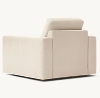 Eichenholz-Basis Einzelsofa Lässiges Wohnzimmermöbel Stoff-Armlehnensofa Moderner Weicher Sessel