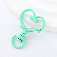 Connecteurs en métal couleur bonbon, peinture cuite, en forme de cœur et de macaron, pour porte-clés à ressort, apprêts de bijoux DIY, vente en gros