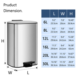 Custom Metal Trash Can Foot Pedal 6L 12L <strong>30L</strong> Stainless Steel <strong>Kitchen</strong> Garbage Trash <strong>Bin</strong> with Soft Close Lid Home Office <strong>Kitchen</strong> - Product Image 5