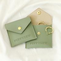 Sac à bijoux en cuir artificiel 8*8cm, logo personnalisé, bracelet, bague, collier, boucles d'oreilles, pochette à bouton en cuir artificiel, sac d'emballage de bijoux de luxe