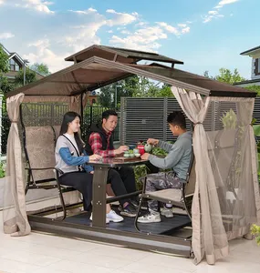 ZUOAN PC Dach Outdoor Power Doppel Schaukel stühle Garten Metall Tisch und Schaukel