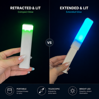 Bâton lumineux LED portable 15 couleurs, baguette lumineuse rétractable en ABS avec personnalisation pour anniversaires, boîtes de nuit et promotions