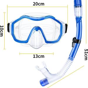 Ensemble de masque de plongée avec tuba à embout sec bleu 20 cm x 10 cm, équipement de plongée pour adultes - Product Image 1