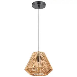 Wholesale Handmade Retro Hanging Lamp Hemp Rope Rattan Lamps For Restaurant Hotel Bar