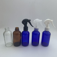 Hengjian 120ml 4oz Transparent Ambre Bleu Verre Cosmétique Parfum Jardin Arrosoir Boston Bouteilles De Pulvérisation Rondes Avec Déclencheur