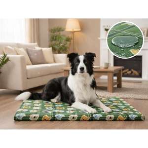 Materasso Ortopedico per Cani Yommy, Semi-Impermeabile con Base Antiscivolo, Blu Marrone Grigio, Tappetino per Animali Domestici - Product Image 2