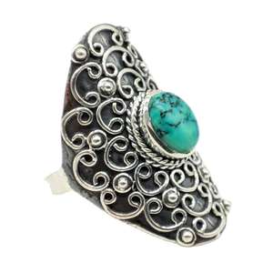 Anillo de Cristal de Turquesa Natural Ajustable, Joyería Hecha a Mano para Mujer con Diseño de Piedra Pulida para Uso Casual o Formal con Estilo - Product Image 2