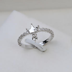 S925 Silver Opening Crown <b>Ring</b> Adjustable DIY <b>Pearl</b> Jewelry Accessory Empty Holder Inlay Setting Type Product Name Brass <b>Ring</b> - Product Image 2