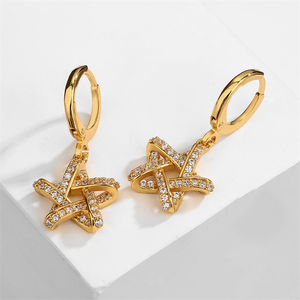 RAKOL EP5408 femmes en gros populaire coréen brillant en forme d'étoile 18k plaqué or boucles d'oreilles créoles en zircone - Product Image 5