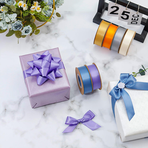 Cinta de Raso de Alta Calidad OEM, Cinta de Raso Estampada Personalizada, Cintas de Raso de Poliéster de Color Sólido para Envolver Regalos - Product Image 6