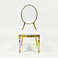 Chaise de banquet en acier inoxydable doré, élégante, avec dossier rond en acrylique, pour salle à manger et événements, vente en gros