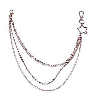 โซ่โลหะรูปดาว สไตล์ฮิปฮอป  หลายชั้น สีเงิน  เครื่องประดับแฟชั่นสำหรับทุกเพศ  ใช้ได้ทุกวัน  ทำจากโลหะผสมสังกะสี - Product Image 5