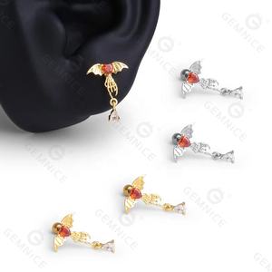 أقراط هالويونِ قرط كمثرى على شكل قلب الخفافيش الفضية الإبداعية - Product Image 6