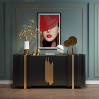 Meuble de rangement d'entrée en bois massif de style shaker moderne français, luxe léger, villa, buffet décoratif, finition verte