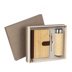 Graduation Gifts Stationery Kit With Custom Logo Bamboo Pen Cup A5 Notebook Thread Sewing Saddle Stitching for Green Initiatives - Product Image 2