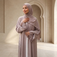 Abaya d'été Loriya, vêtements islamiques, robes pour femmes, abaya modeste, robe musulmane pour femmes, abaya ouverte, tissu doux avec manches en dentelle