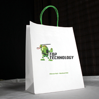 Sacs à emporter biodégradables et recyclables en papier kraft brun avec logo personnalisé pour restaurant, avec poignée en ruban laminé écologique