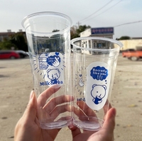 Gobelet à bulles en plastique PP jetable 12oz 16oz 24oz pour thé à bulles, café, jus, transparent ou imprimé avec couvercles
