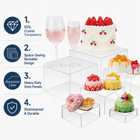Présentoirs Cubiques Modernes Empilables en Acrylique Transparent Personnalisables – Supports Carrés de 3 mm d'Épaisseur pour Publicité Commerciale et Buffets