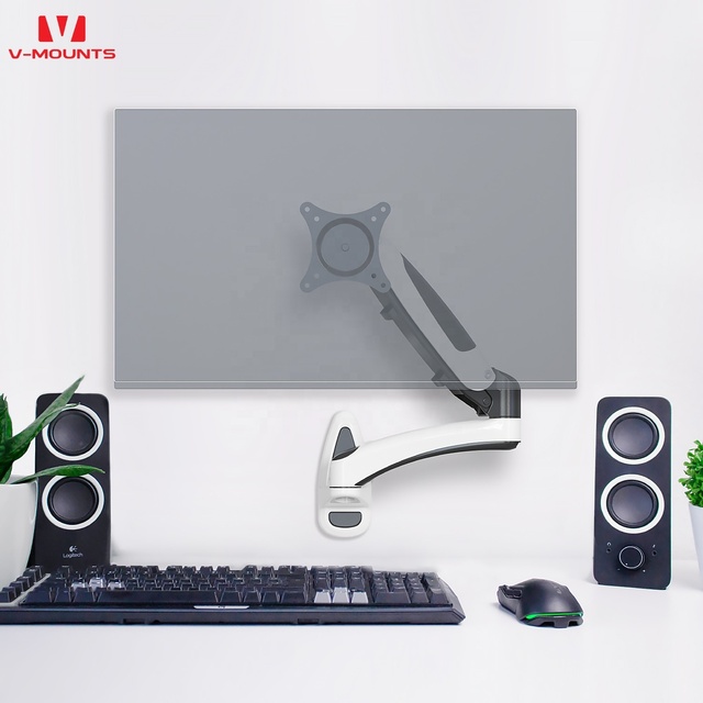 V-mounts Stock Status Gas Spring Single Height Adjustable Monitor Wall Arm for Convenience Weight Capacity 8kg/17.6lbs VM-L19D