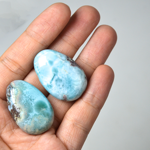Ciondolo Aita in <span class=keywords><strong>Larimar</strong></span> Naturale Blu Taglio a Pera 30mm, <span class=keywords><strong>Pietra</strong></span> Liscia Lucidata per Creazione Collane con Cordino in Pelle, Gioielli Fai da Te - Product Image 4