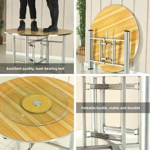 <span class=keywords><strong>Mesa</strong></span> de Comedor <span class=keywords><strong>Redonda</strong></span> Plegable de Acero Inoxidable <span class=keywords><strong>con</strong></span> Plato Giratorio de Vidrio, Diseño Moderno, Gran Capacidad para Uso Doméstico y Hotelero - Product Image 4