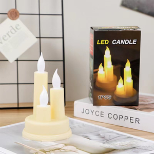 <span class=keywords><strong>Bougie</strong></span> pilier LED scintillante à 3 têtes, sans flamme, en <span class=keywords><strong>fausse</strong></span> <span class=keywords><strong>cire</strong></span>, pour la décoration de table de Noël et de mariage - Product Image 1