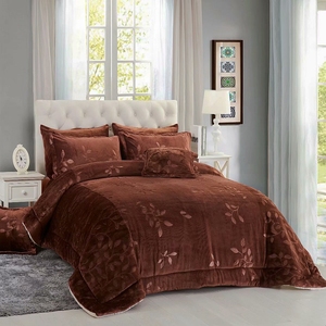 <strong>Purple</strong> Yarn Dyed and Embossed style branch leaf pattern flannel fleece and sherpa comforter bedset <strong>bedding</strong> <strong>set</strong> 3/4/6/8 pcs - Product Image 6