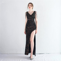 19280-S #2022 Nail Bead StyleFashion femmes décolleté en V profond paillettes robes de soirée grosse dame robe grande taille robe Super taille