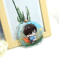 Porte-clés personnalisés en acrylique imprimé UV avec sable mouvant liquide, breloques transparentes en plastique, pendentifs d'anime et de dessins animés
