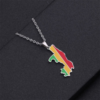 République du Congo carte collier personnalisé drapeau émail carte africaine collier en acier inoxydable pendentif collier
