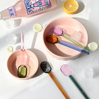 Cuillère à crème glacée en verre coloré personnalisée pour le thé Cuillère à remuer le café Cuillères à remuer en verre pour le café