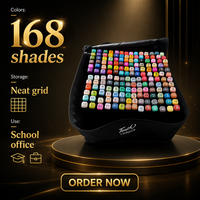 168 Colors Alcohol Based Marker Pens Set Permanent Colored Drawing Sketch Markers with Zipper Pouch for Paper