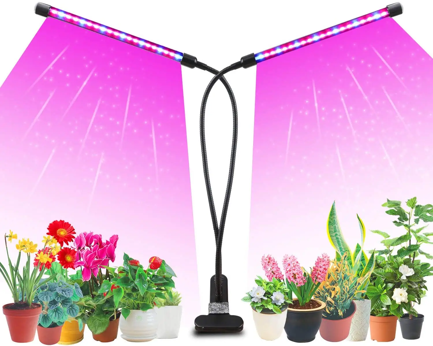 Lampe de culture pour plantes d'intérieur-Version améliorée des lampes LED avec spectre complet et spectre bleu rouge, minuterie 3/9/12H, 10 degrés d'intensité variable