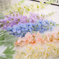 Delphinium Ajacis artificiel blanc et bleu, fleurs en soie avec tiges pour décoration de mariage, maison, jardin, Noël