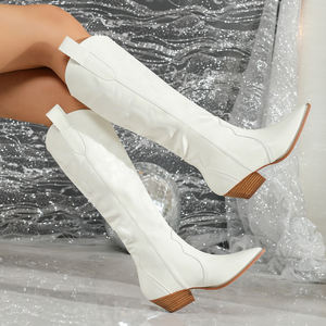 <span class=keywords><strong>Stivali</strong></span> 2023 Vintage moderni per donna <span class=keywords><strong>stivali</strong></span> lunghi <span class=keywords><strong>bianchi</strong></span> con <span class=keywords><strong>tacco</strong></span> <span class=keywords><strong>basso</strong></span> che aumentano per lo stile Cowboy estivo invernale - Product Image 2