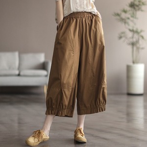 Nuovi Pantaloni Estivi 2026 a Vita Alta in Puro Cotone, Gamba Larga, Stile Giapponese Mori Girl, Casual e <span class=keywords><strong>Cropped</strong></span> - Product Image 2