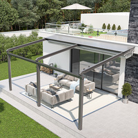 Restaurant Jardin Extérieur Étanche Électrique Automatique Rétractable Toit en PVC et Lumières LED Gazebo Protection Solaire Auvent Pergola