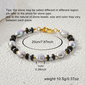 Ensemble de bijoux en perles d'agate noire et de perles à la mode pour femmes aux tons dorés pour les fêtes et les occasions semi-formelles - Product Image 5