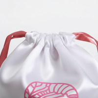 Sac d'emballage en soie professionnel pour extensions de cheveux avec logo personnalisé imprimé, pochette en satin à cordon pour bijoux et cadeaux