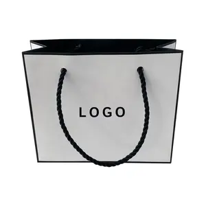 Sacs en carton blanc à personnaliser avec Logo haut de gamme, fourre-tout en papier pour cadeau, sac en carton pour emballage cadeau, Shopping
