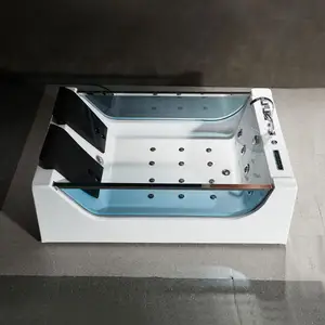 Luxury 2 person spa square glass massage acrylic bathtubs & whirlpools